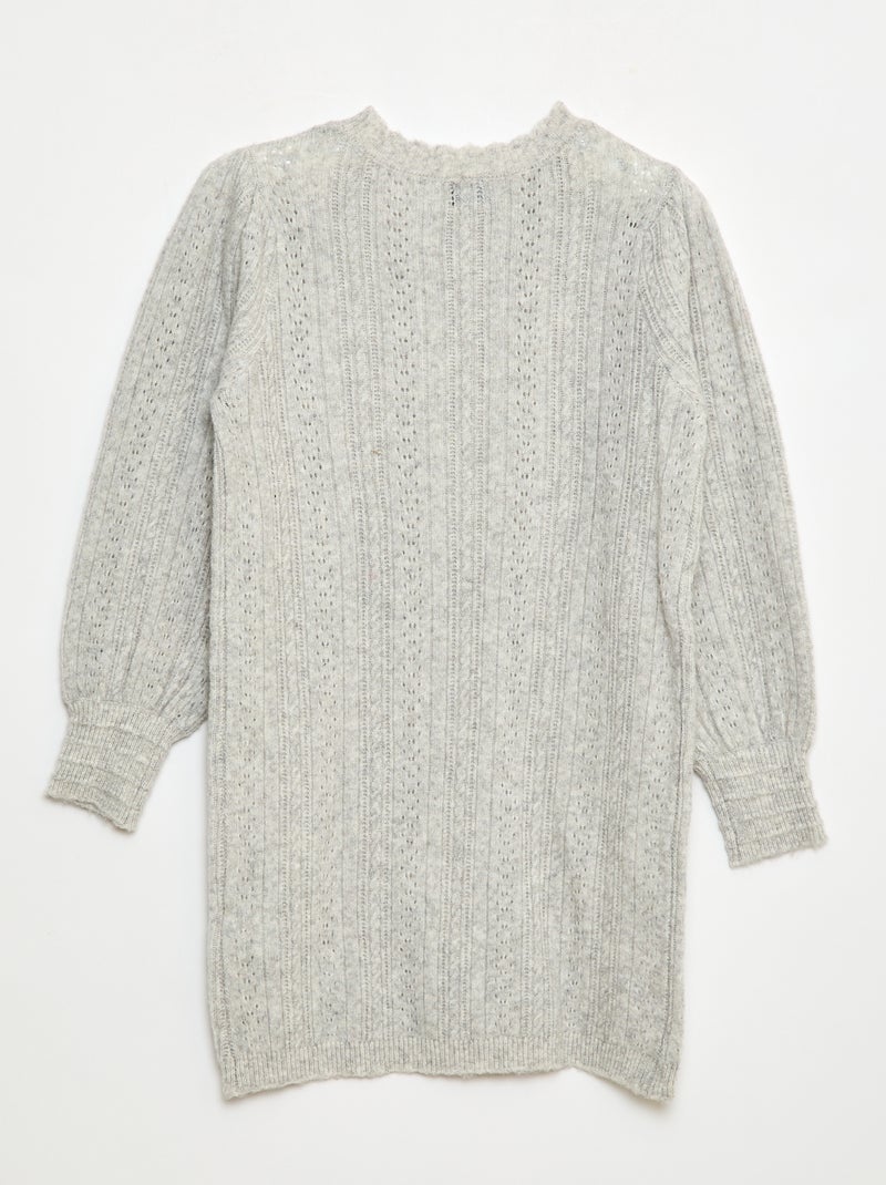 Robe pull en maille tricot ajourée Gris - Kiabi