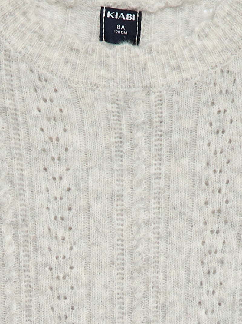 Robe pull en maille tricot ajourée Gris - Kiabi