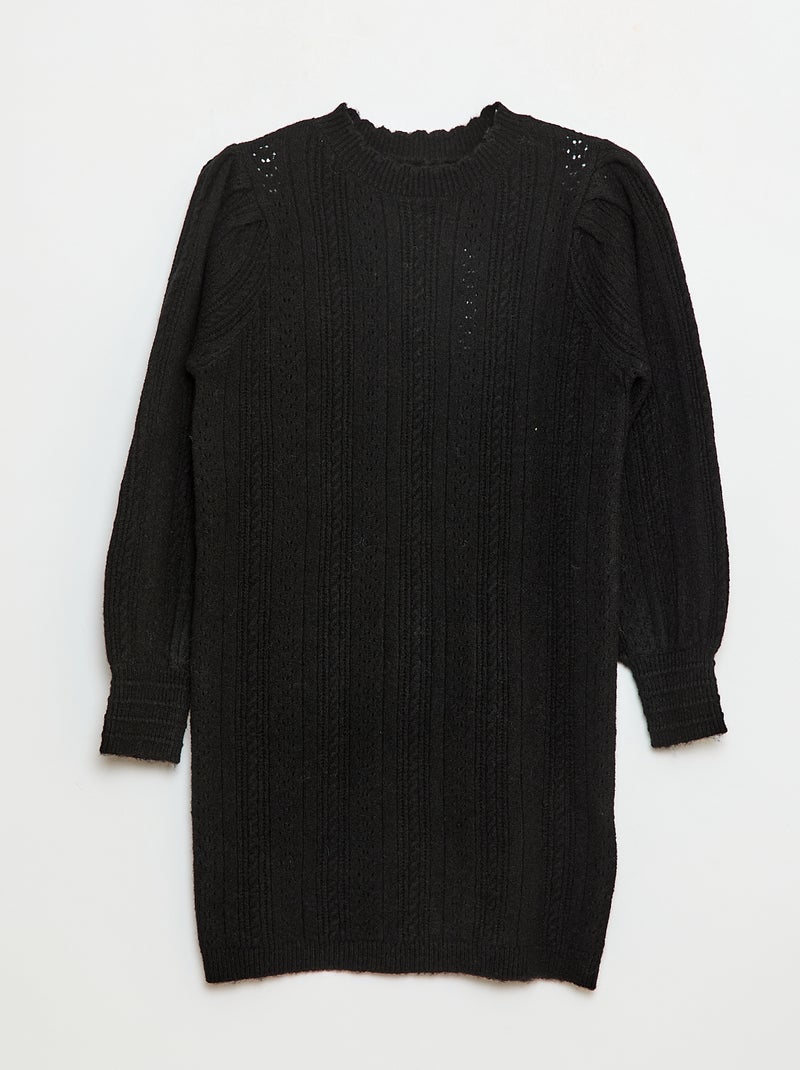 Robe pull en maille tricot ajourée Noir - Kiabi