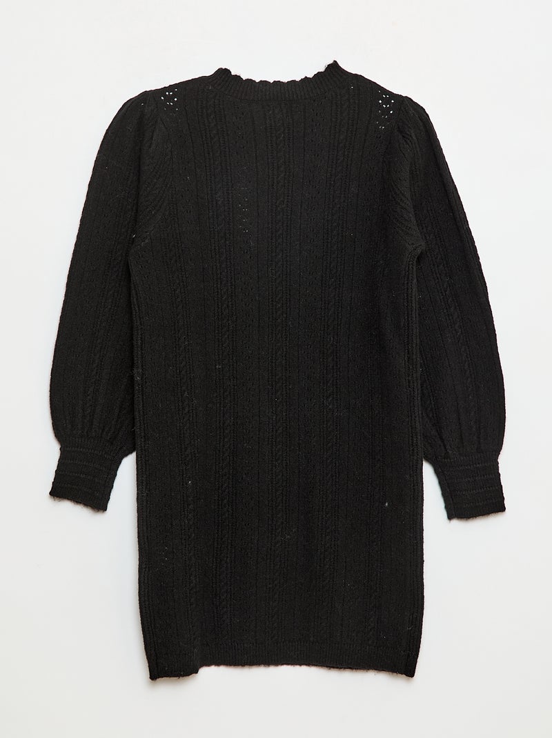 Robe pull en maille tricot ajourée Noir - Kiabi