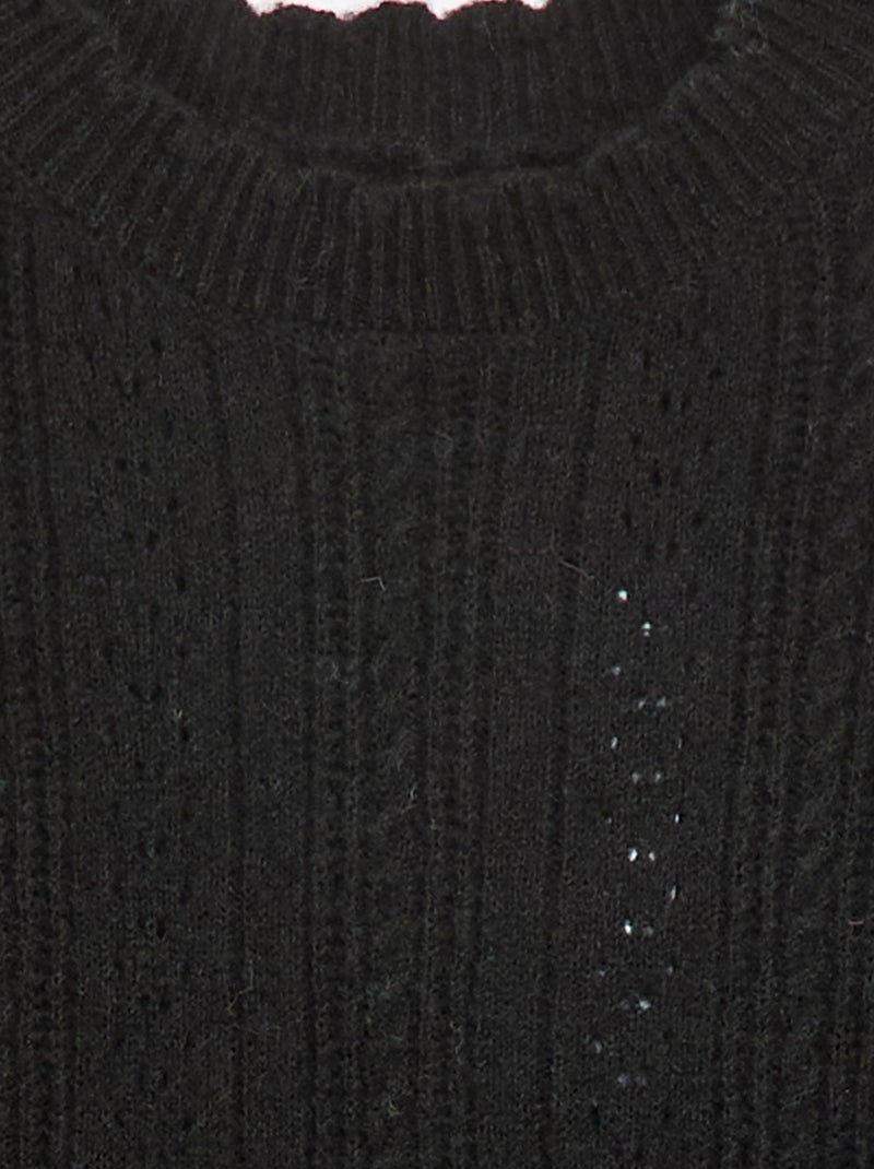 Robe pull en maille tricot ajourée Noir - Kiabi
