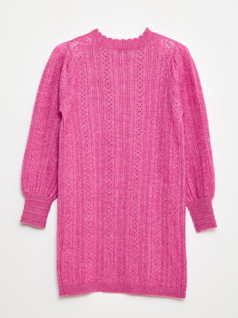 Robe pull en maille tricot ajourée Rose - Kiabi