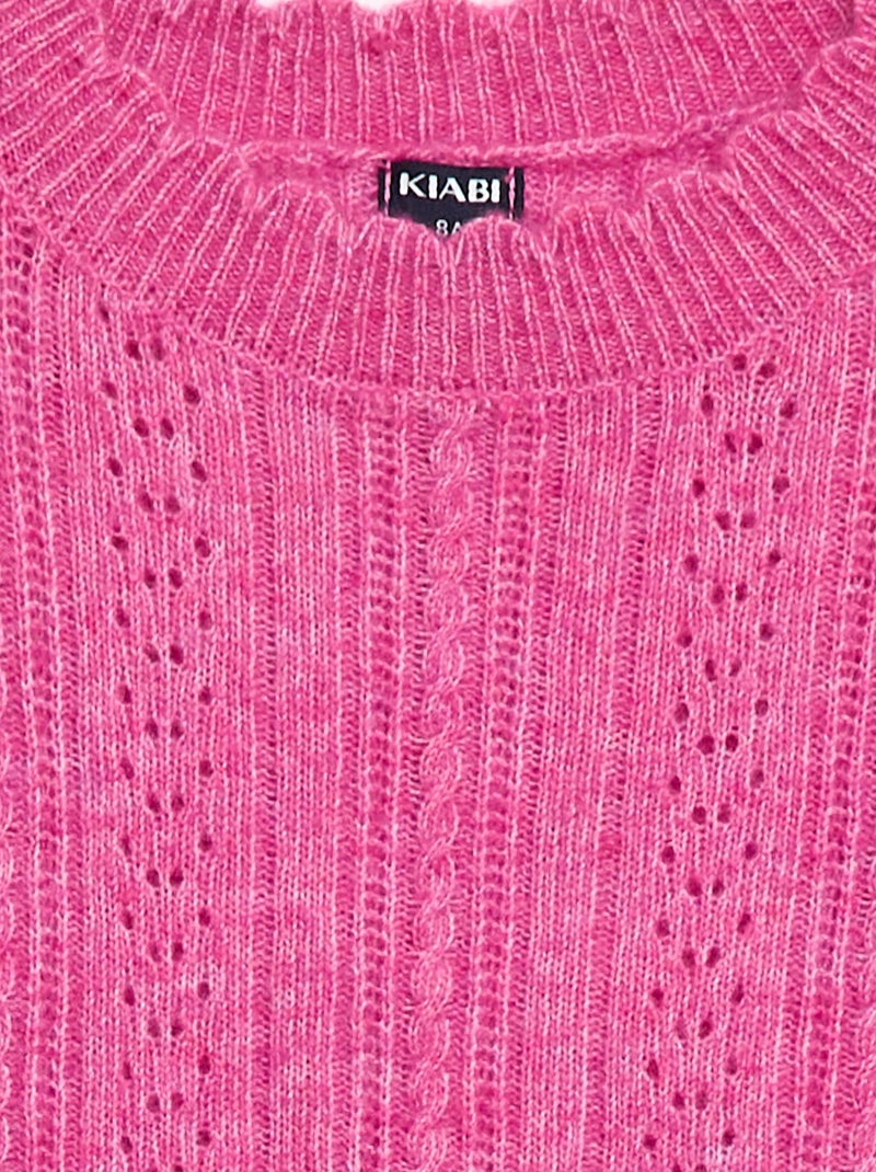 Robe pull en maille tricot ajourée Rose - Kiabi