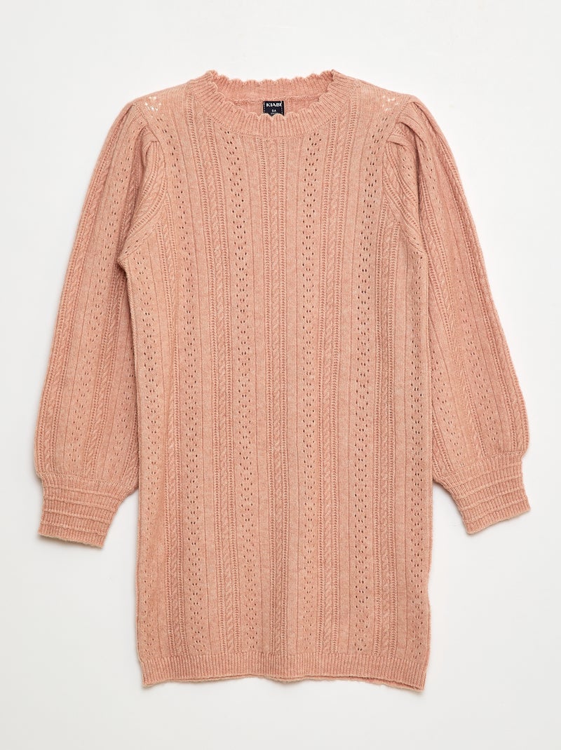 Robe pull en maille tricot ajourée Rose - Kiabi