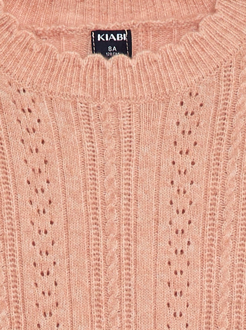 Robe pull en maille tricot ajourée Rose - Kiabi
