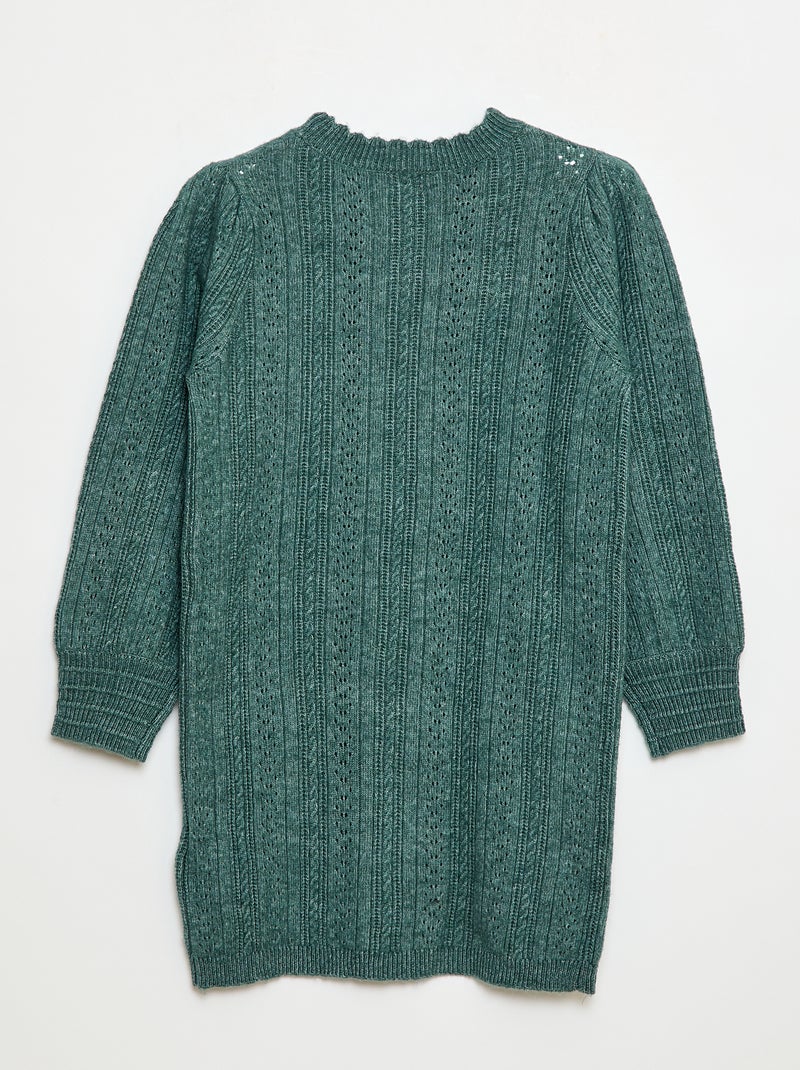 Robe pull en maille tricot ajourée Vert - Kiabi