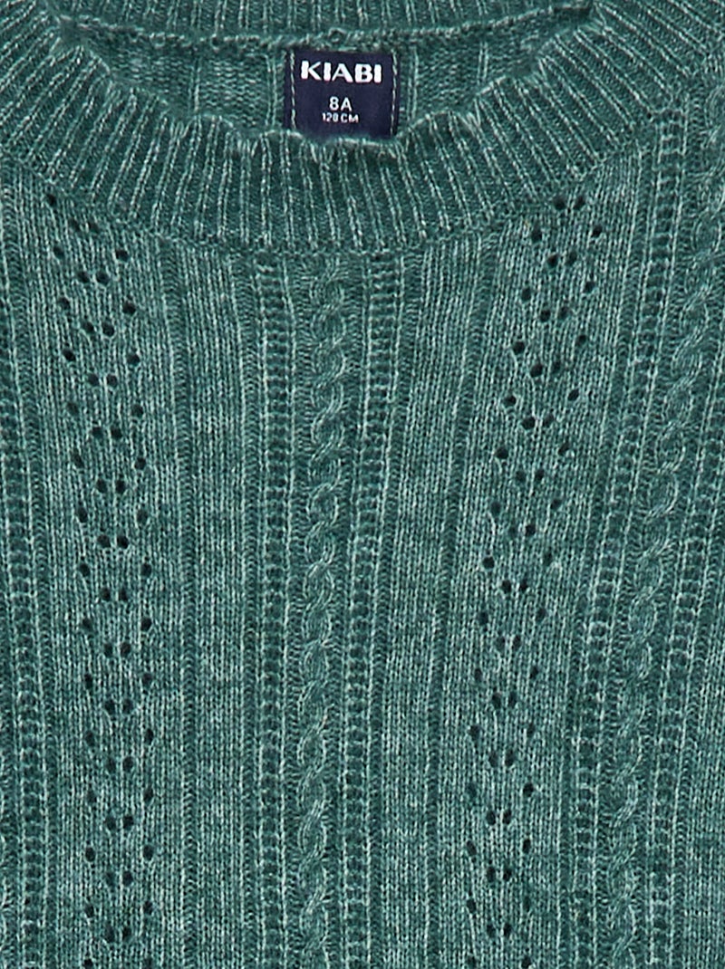 Robe pull en maille tricot ajourée Vert - Kiabi