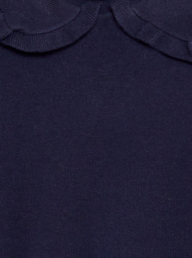 Robe pull en maille tricot col volanté marine - Kiabi
