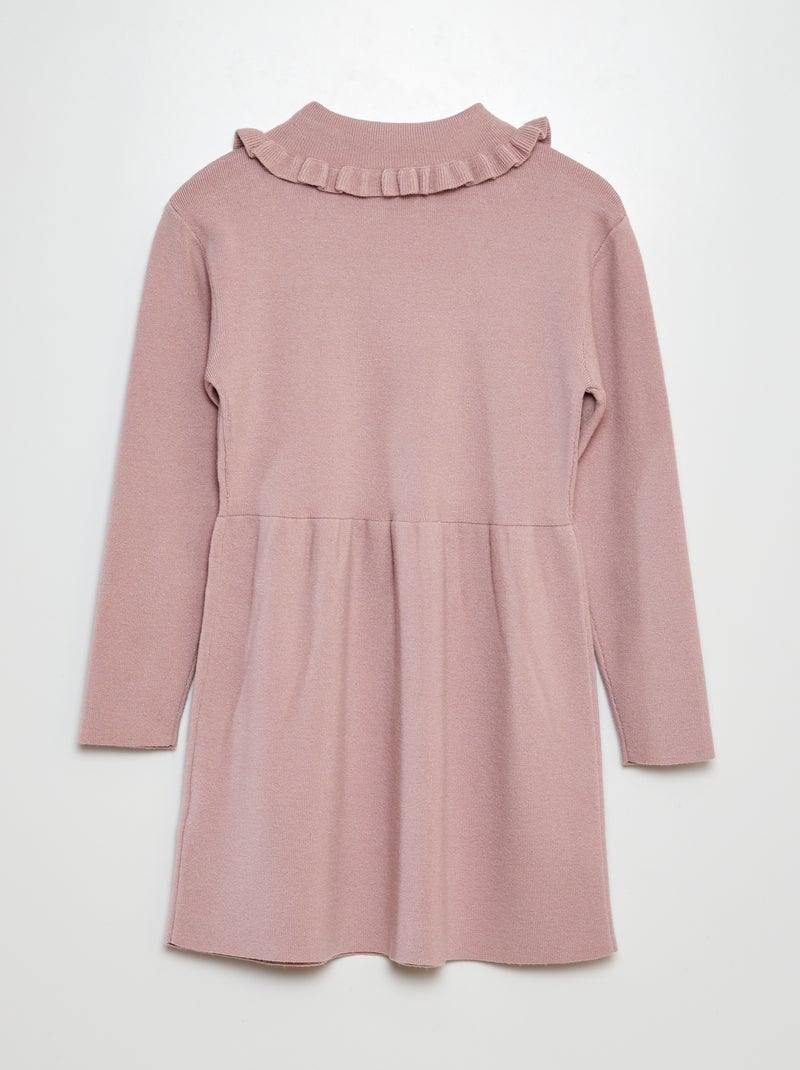 Robe pull en maille tricot col volanté Violet - Kiabi