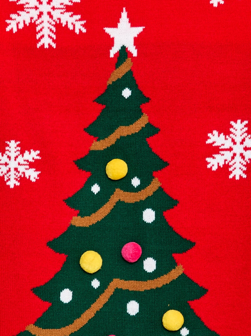 Robe pull en maille tricot 'Noël' Rouge - Kiabi