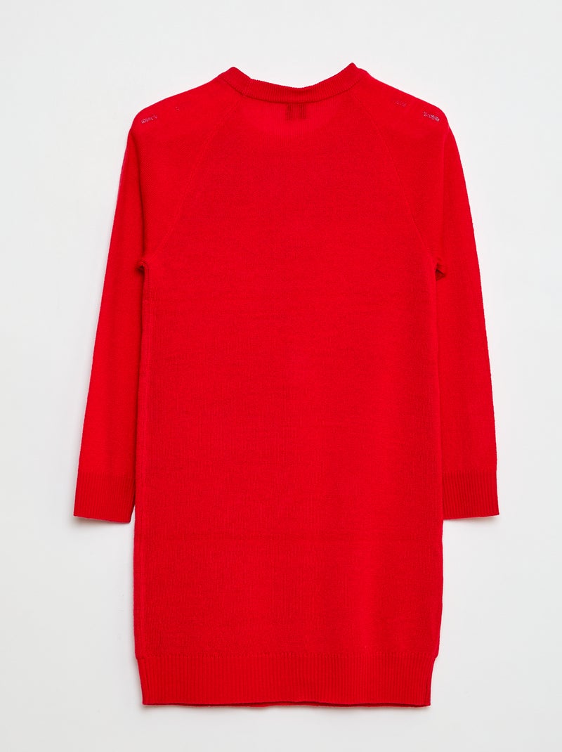 Robe pull en maille tricot 'Noël' Rouge - Kiabi