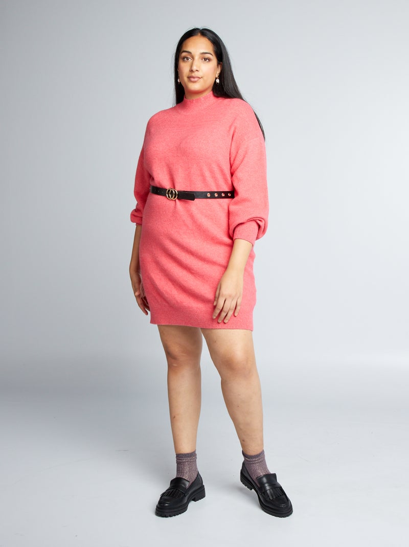 Robe pull en maille unie Rose - Kiabi