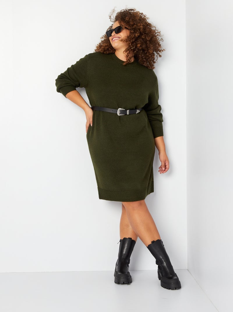 Robe pull en maille Vert - Kiabi