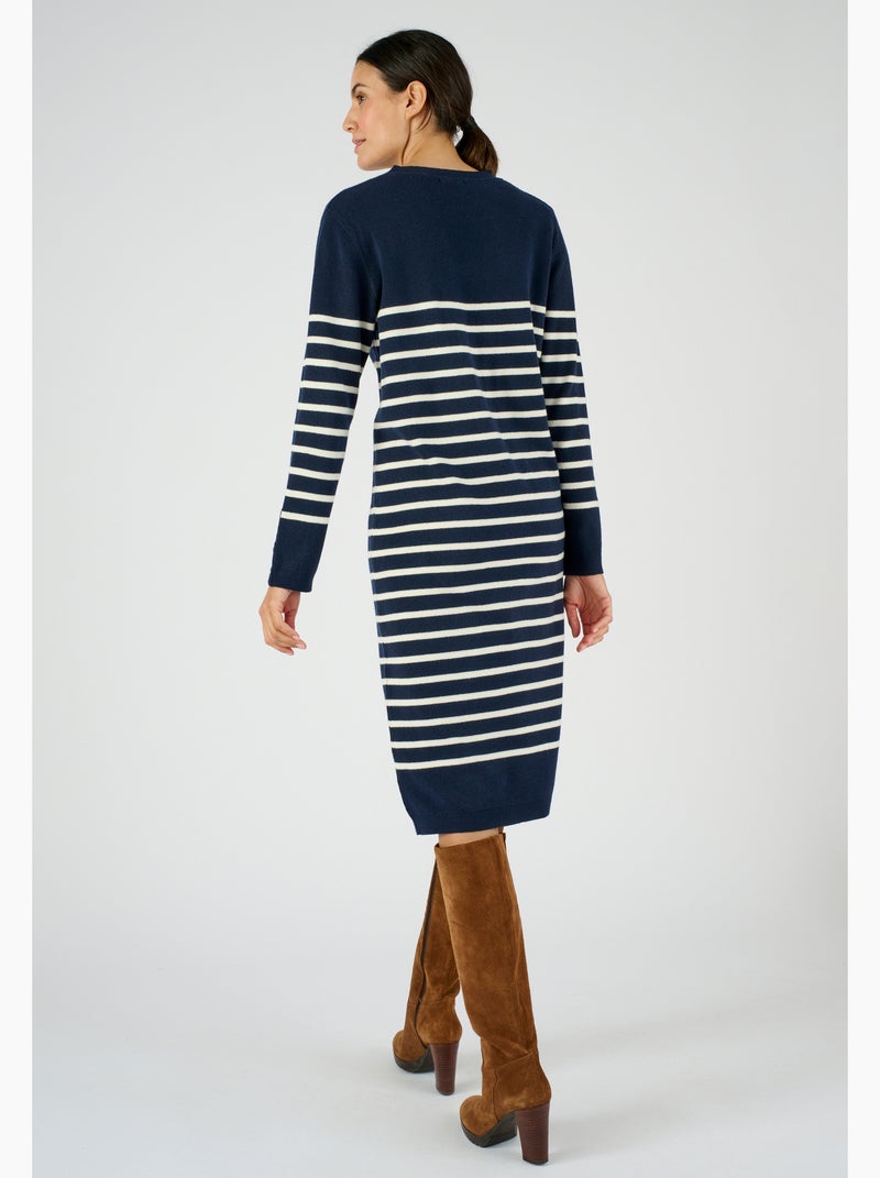 Robe-pull esprit marinière Thermolactyl - Damart Bleu - Kiabi