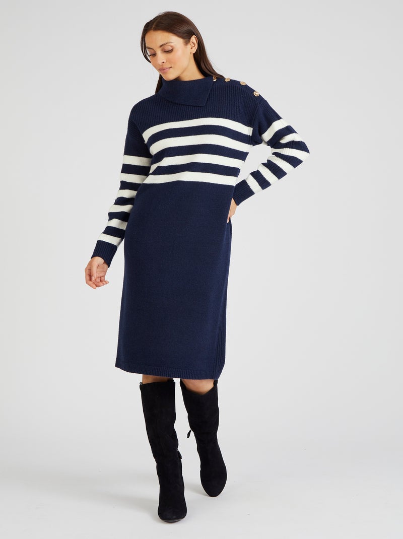 Robe-pull esprit marinière Thermolactyl - Damart Bleu marine - Kiabi