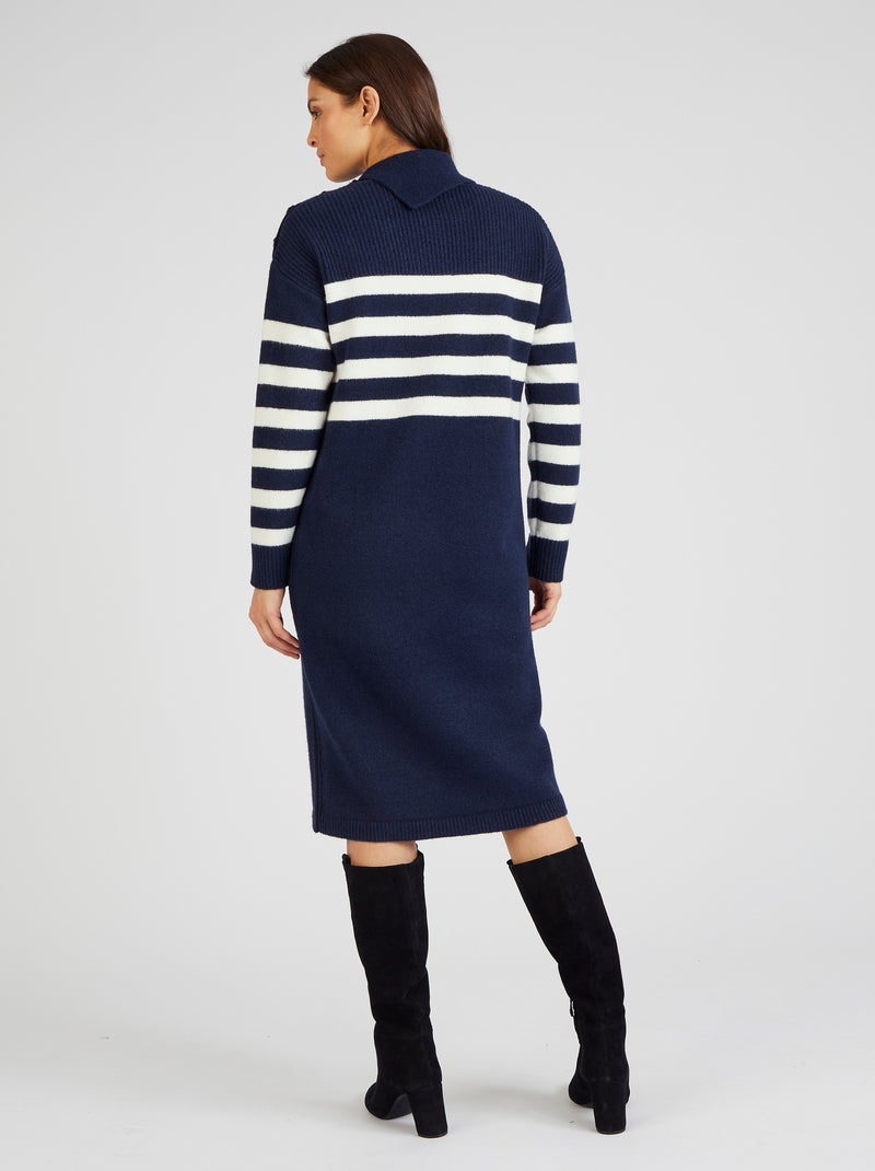 Robe-pull esprit marinière Thermolactyl - Damart Bleu marine - Kiabi