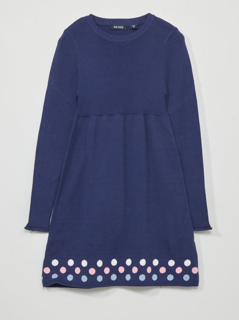 Robe pull évasée avec pois Bleu - Kiabi