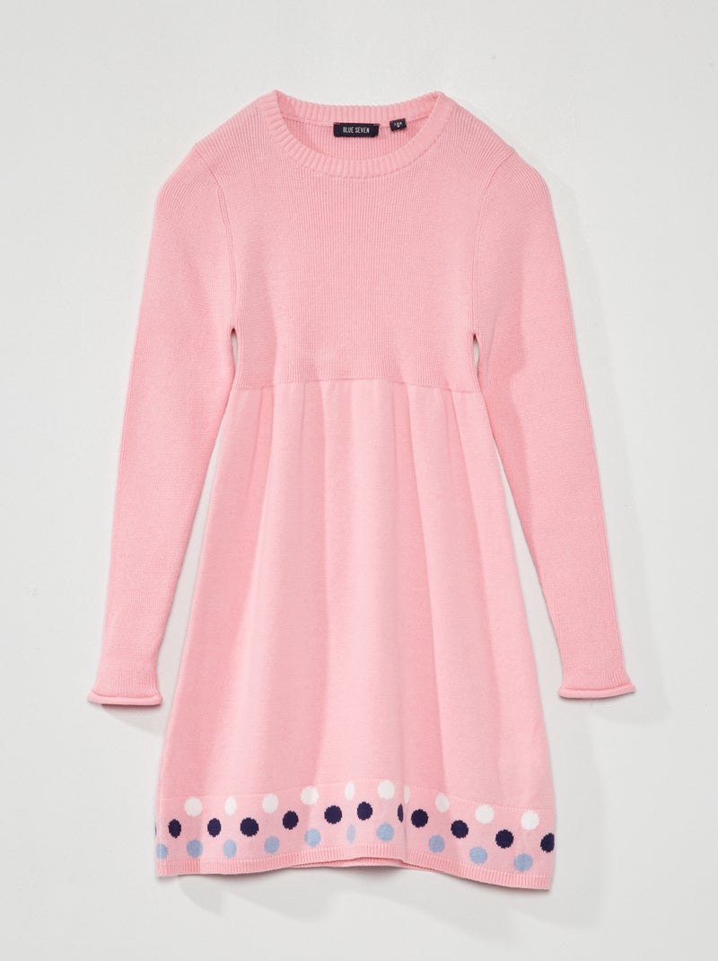 Robe pull évasée avec pois Rose - Kiabi