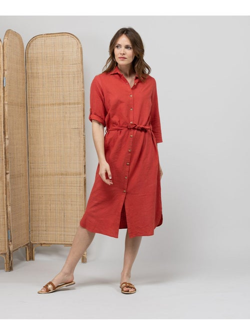 Robe pull Femme rayé noir/camel - Terre de Marins - Kiabi