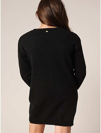 Robe pull fille en maille motif coeur 'Deeluxe'