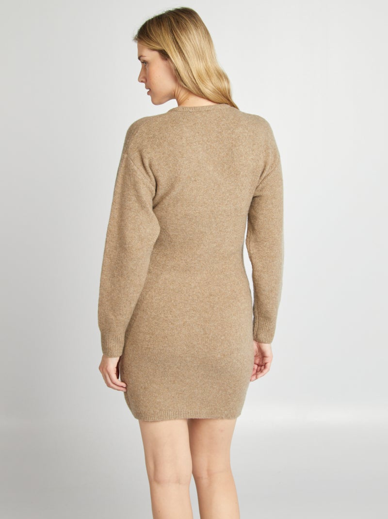 Robe pull grossesse avec ceinture Marron - Kiabi