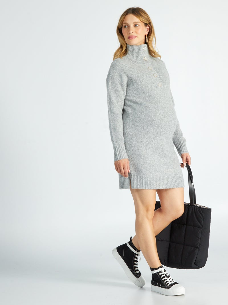 Robe pull grossesse col camionneur Gris - Kiabi