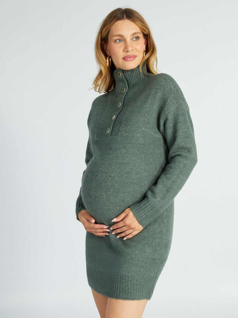 Robe pull grossesse col camionneur Vert - Kiabi