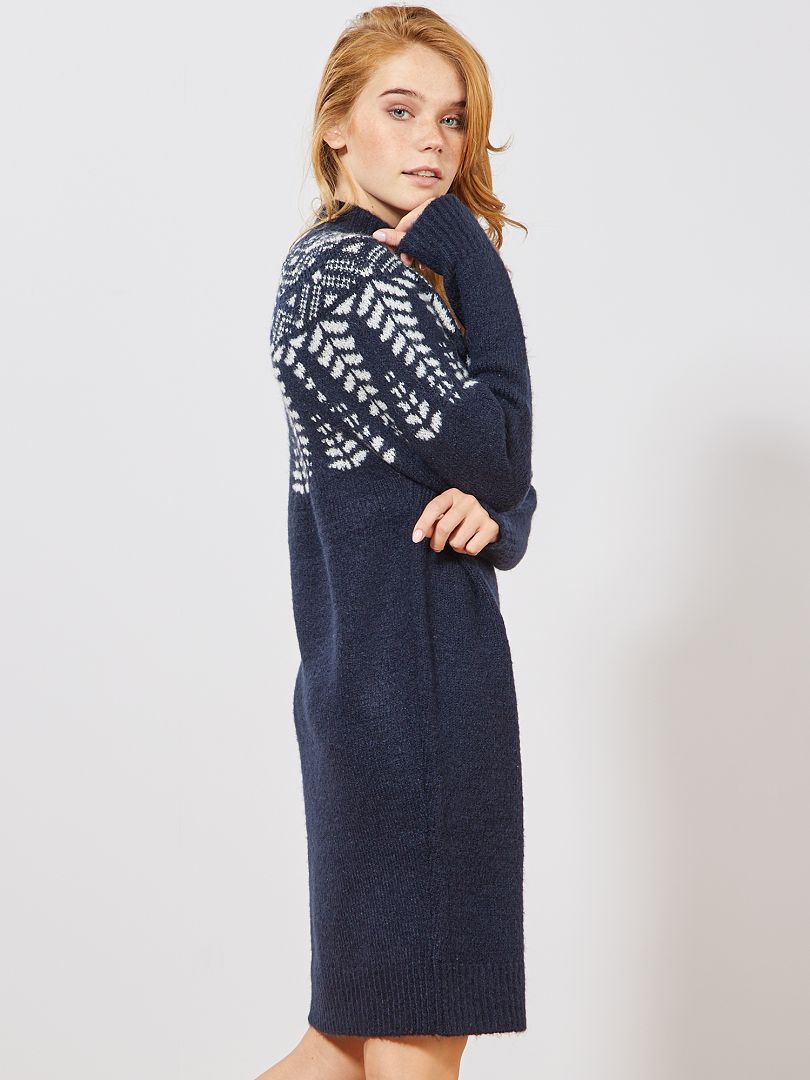 Robe Pull Jacquard Bleu Marine Kiabi 25 00€