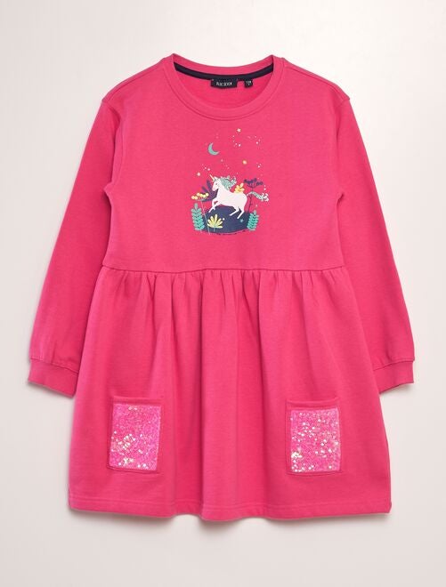 Robe pull licorne + sequin - Kiabi