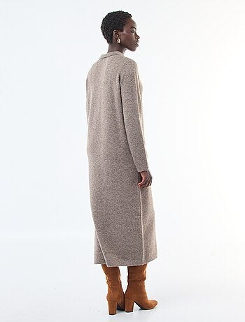 Robe pull longue avec col polo fantaisie