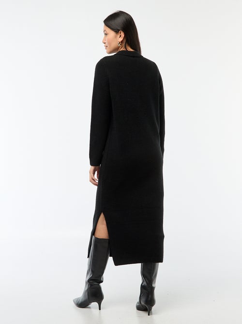 Robe pull longue avec col polo fantaisie - Kiabi