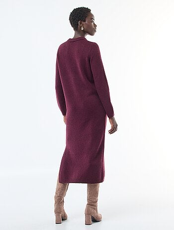 Robe pull longue avec col polo fantaisie