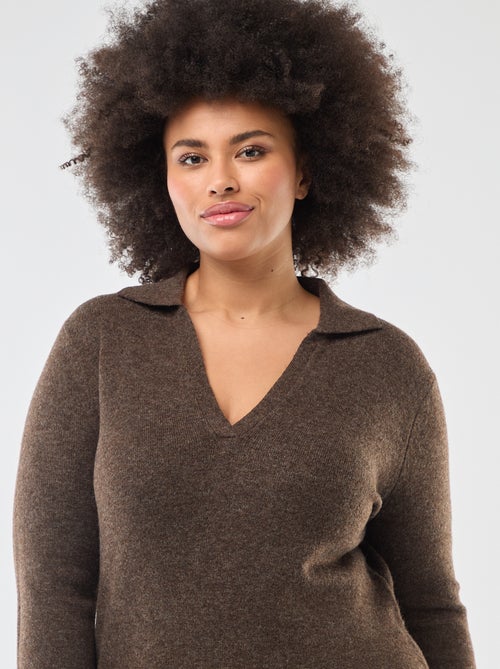 Robe pull longue avec col polo - Kiabi