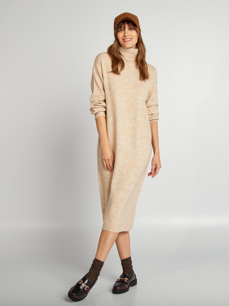 Robe pull longue Beige - Kiabi