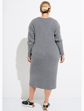 Robe pull longue chaude mailles plates - afibel