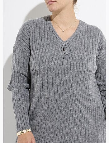 Robe pull longue chaude mailles plates - afibel