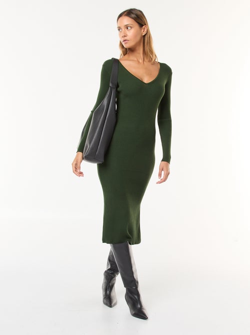 Robe pull longue en rib - Kiabi