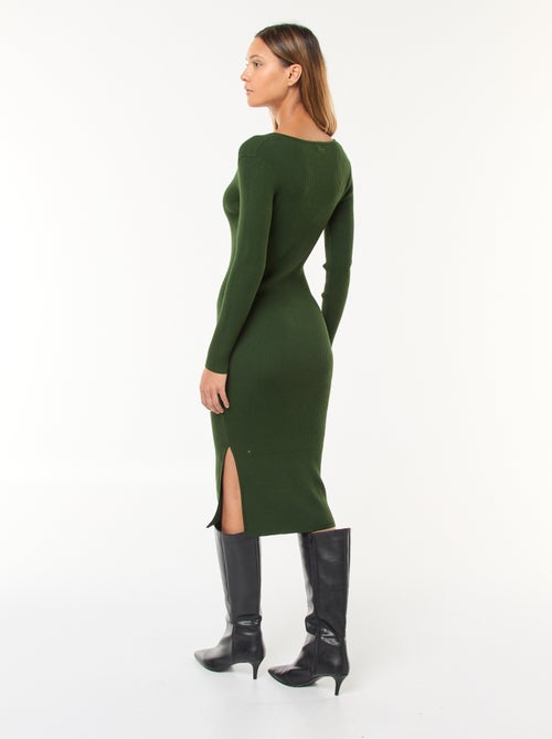 Robe pull longue en rib - Kiabi