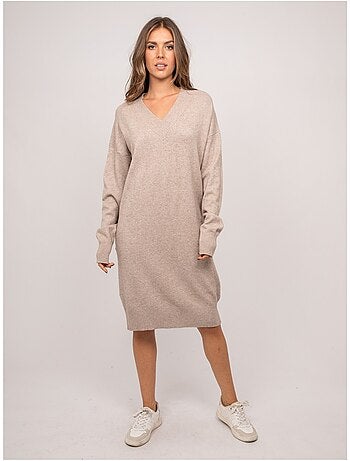 Robe pull longue maille douce col v iberna