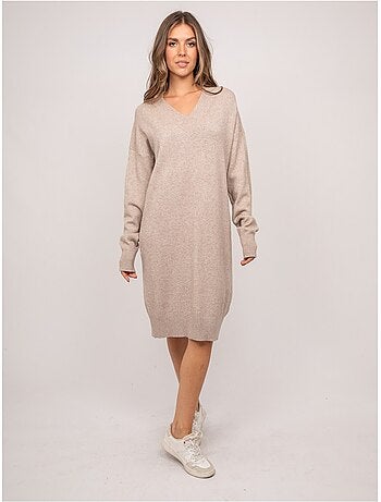 Robe pull longue maille douce col v iberna
