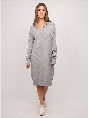 Robe pull longue maille douce col v iberna