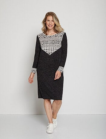 Robe-pull maille irisée détail jacquard - AFIBEL