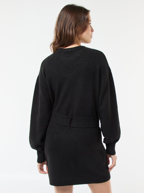 Robe pull manches longues avec ceinture - Kiabi