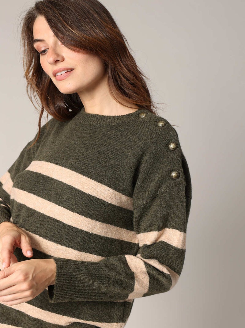 Robe pull marin à boutons fantaisie 'Deeluxe' Vert bouteille - Kiabi