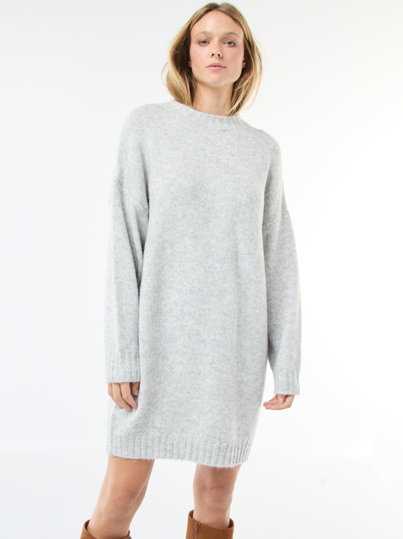 Robe pull mi-longue chaude Gris - Kiabi