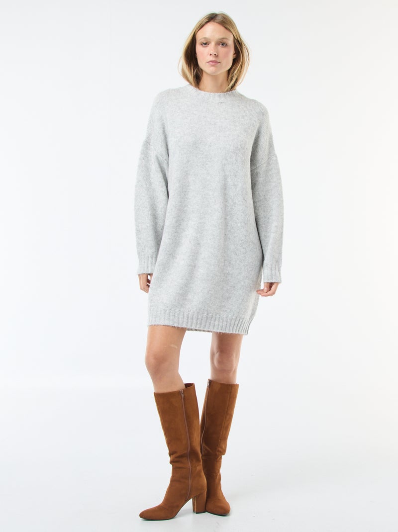 Robe pull mi-longue chaude Gris - Kiabi