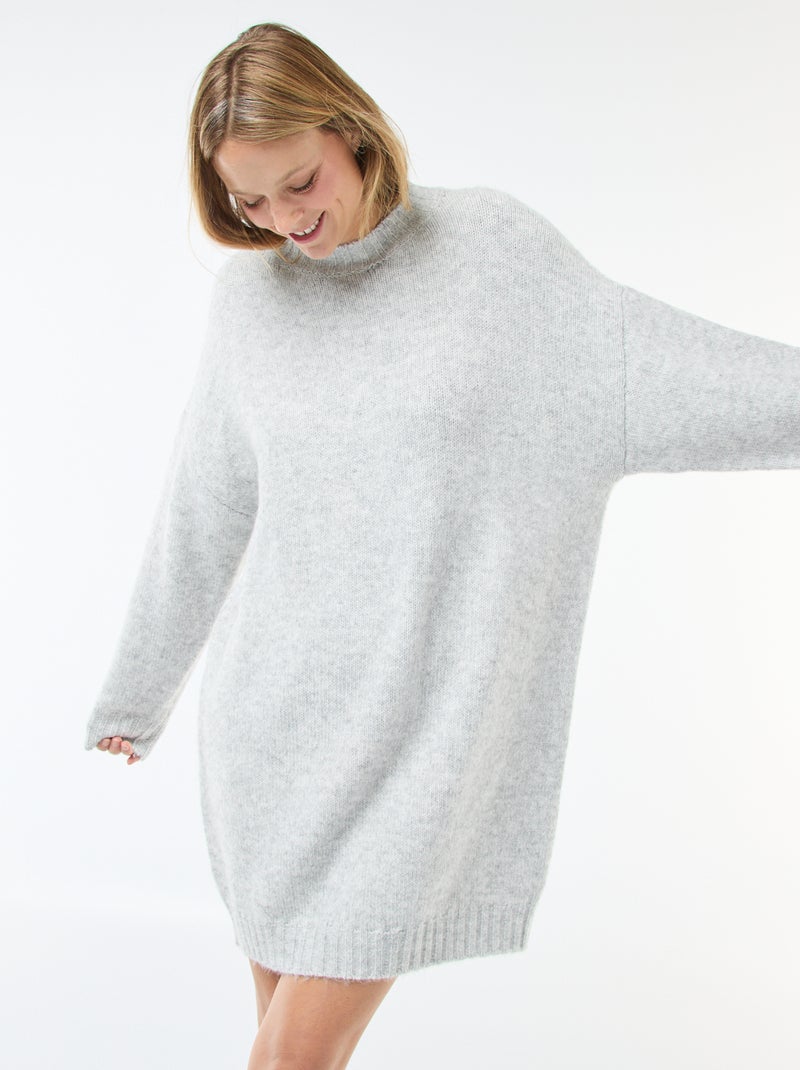 Robe pull mi-longue chaude Gris - Kiabi