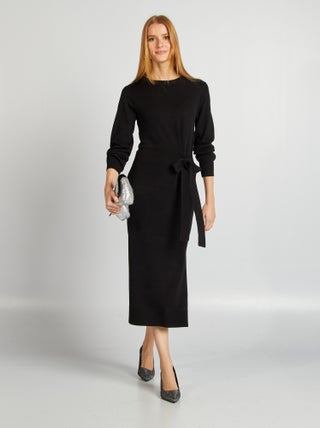 Robe pull midi à ceinturer