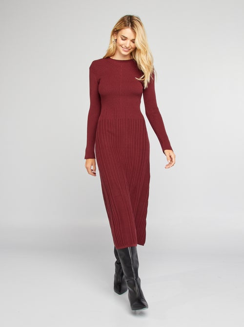 Robe pull midi côtelée - Kiabi