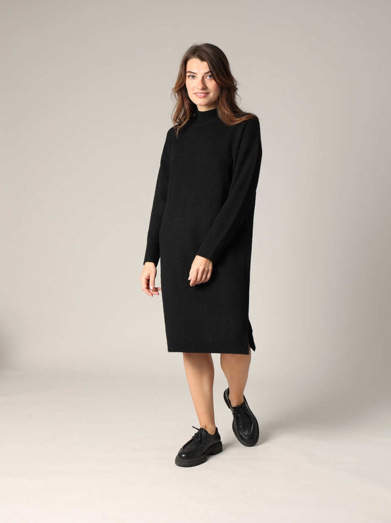 Robe pull midi en maille douce 'Deeluxe' Noir - Kiabi